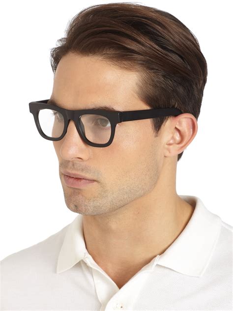 thick black frame glasses men's